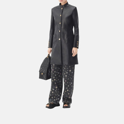 Coat in Black Lambskin