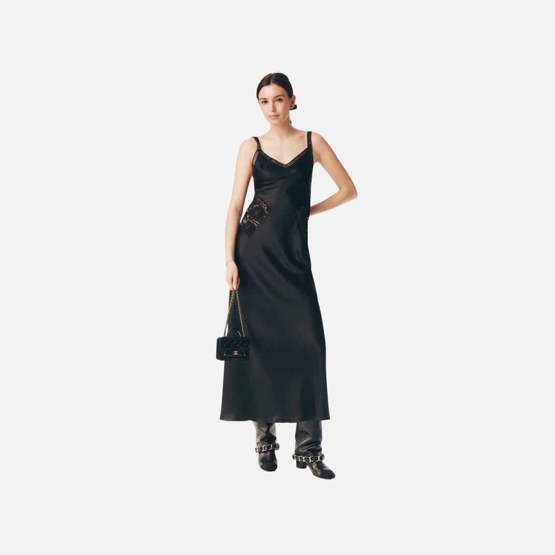 Dress in Silk Satin and Cotton Lace