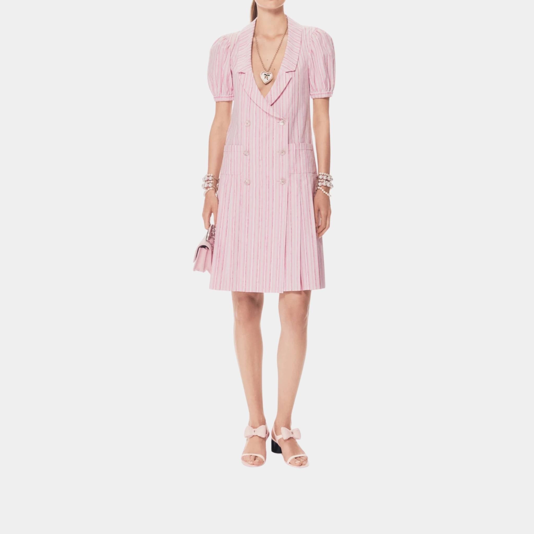 Dress Printed Cotton Poplin Light Pink White Dark Pink