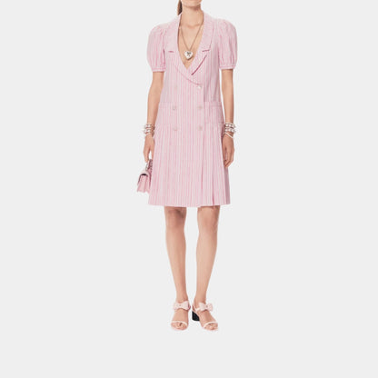Dress Printed Cotton Poplin Light Pink White Dark Pink