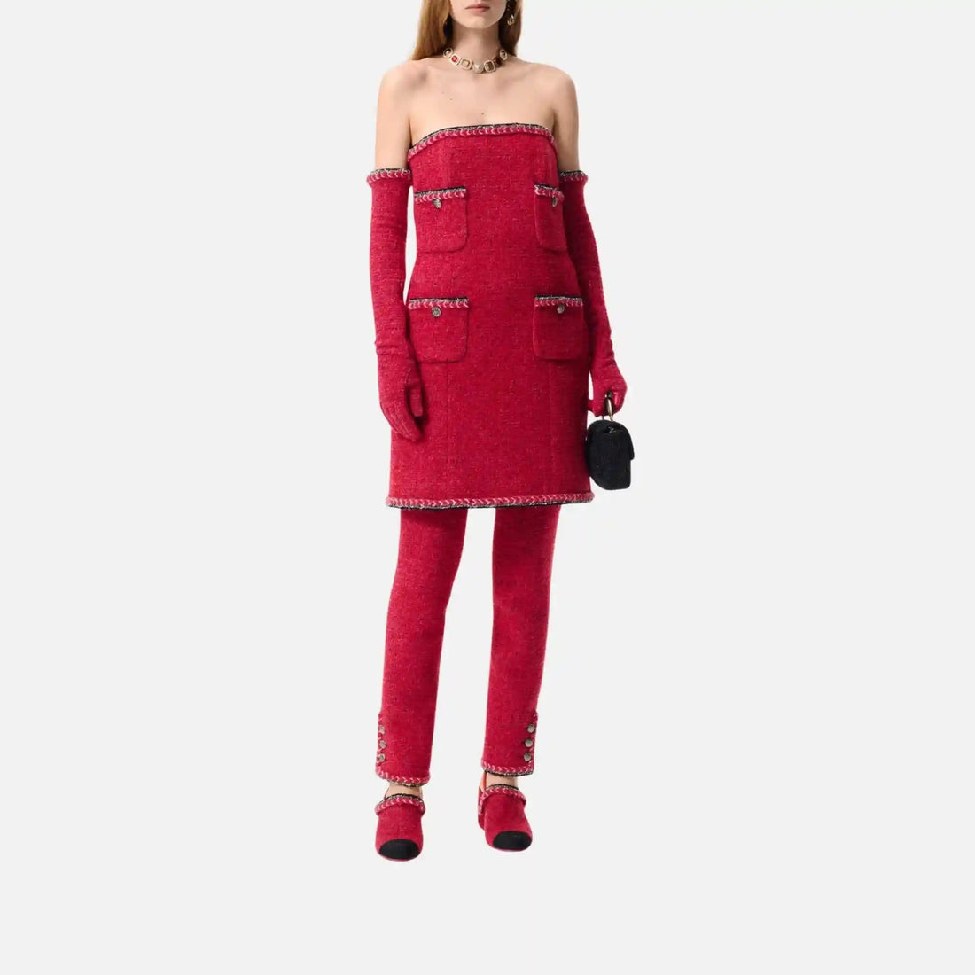 Dress Tweed Red And Black