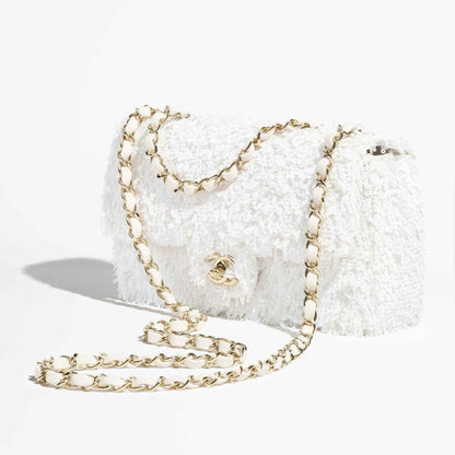 Evening Bag In Fringed Sequins &amp; Gold Tone Metal