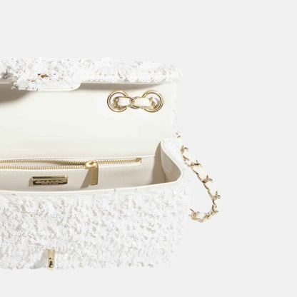 Evening Bag In Fringed Sequins &amp; Gold Tone Metal