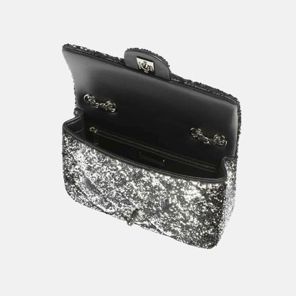 Flap Bag in Quilted Gradient Sequins and Ruthenium