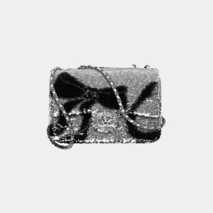 Flap Bag in Quilted Gradient Sequins and Ruthenium