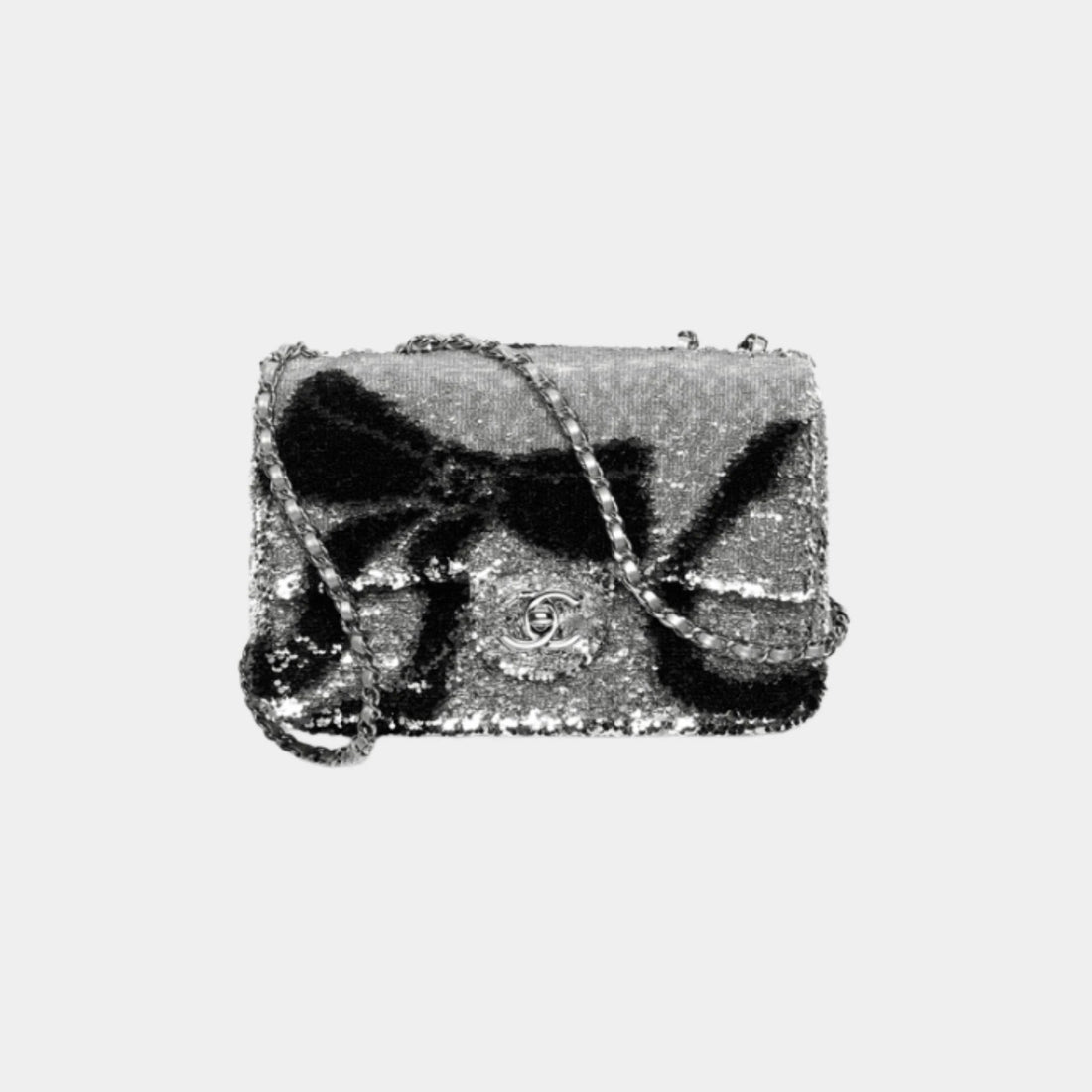 Flap Bag in Quilted Gradient Sequins and Ruthenium