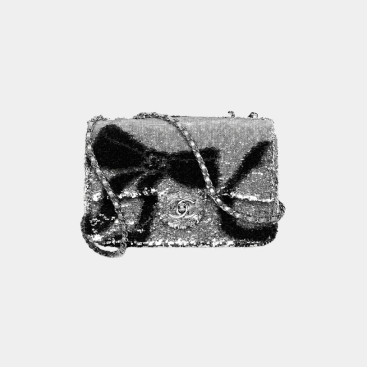 Flap Bag in Quilted Gradient Sequins and Ruthenium