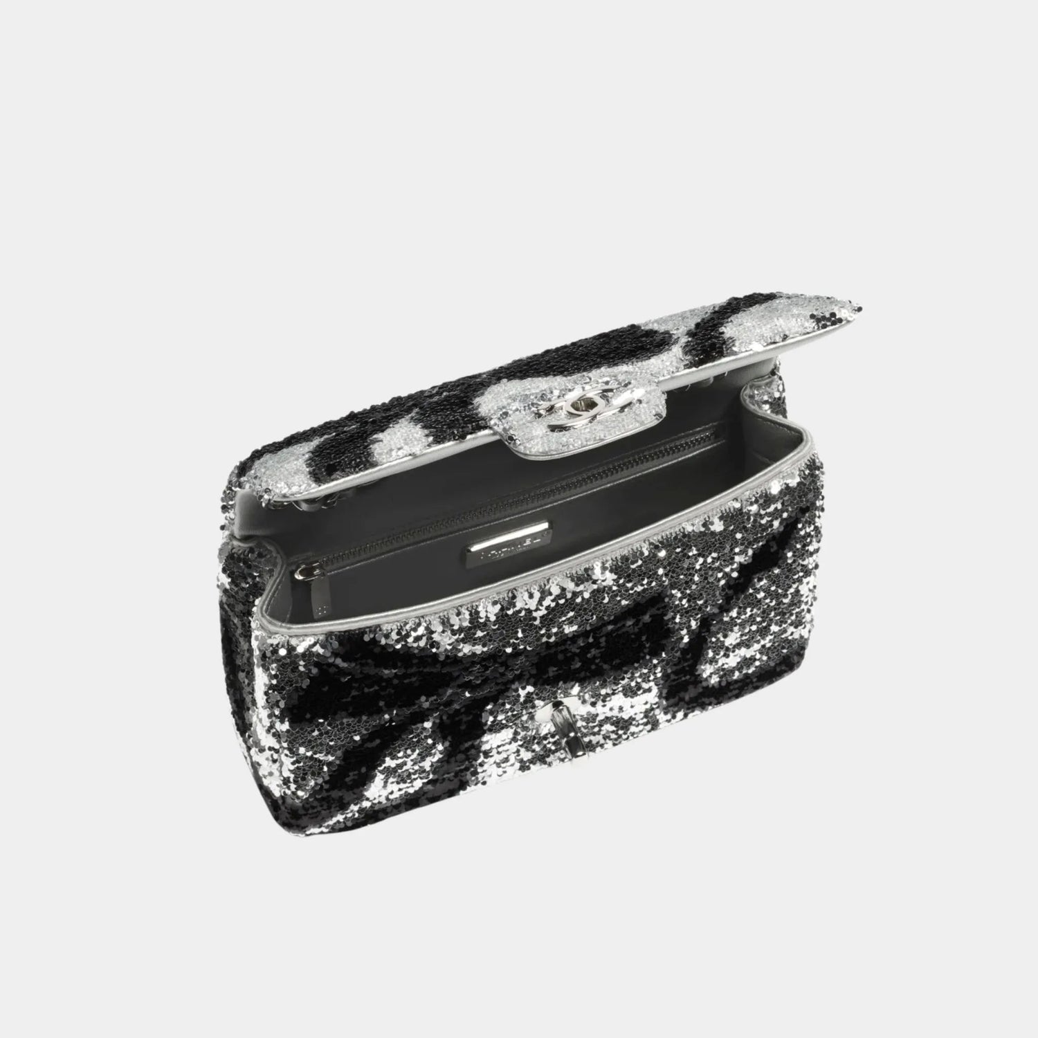 Flap Bag in Quilted Gradient Sequins and Ruthenium