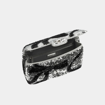 Flap Bag in Quilted Gradient Sequins and Ruthenium