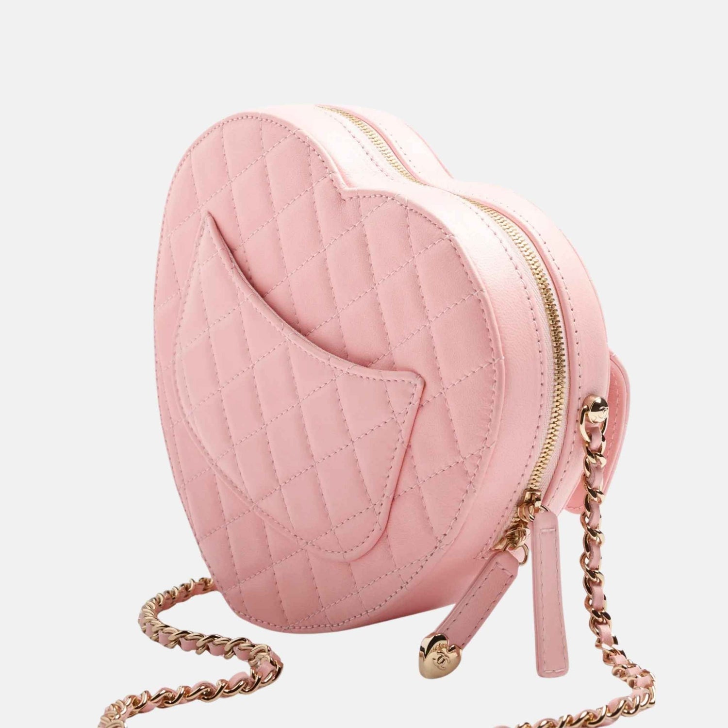 Heart Bag in Lambskin and Gold Metal