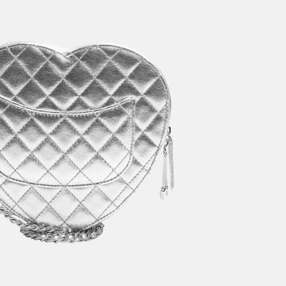 Heart Bag in Metallic Lambskin and Silver Metal