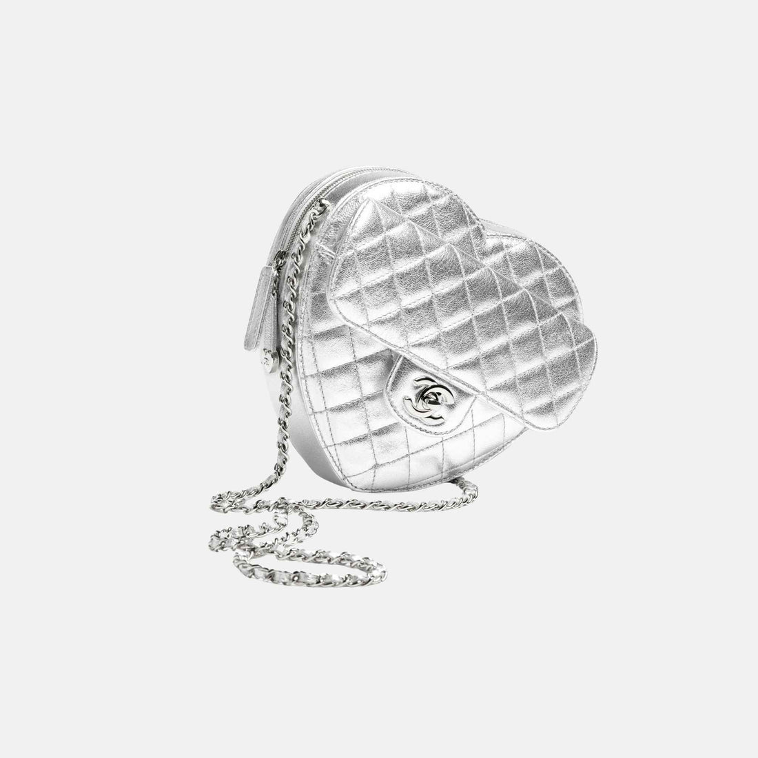 Heart Bag in Metallic Lambskin and Silver Metal