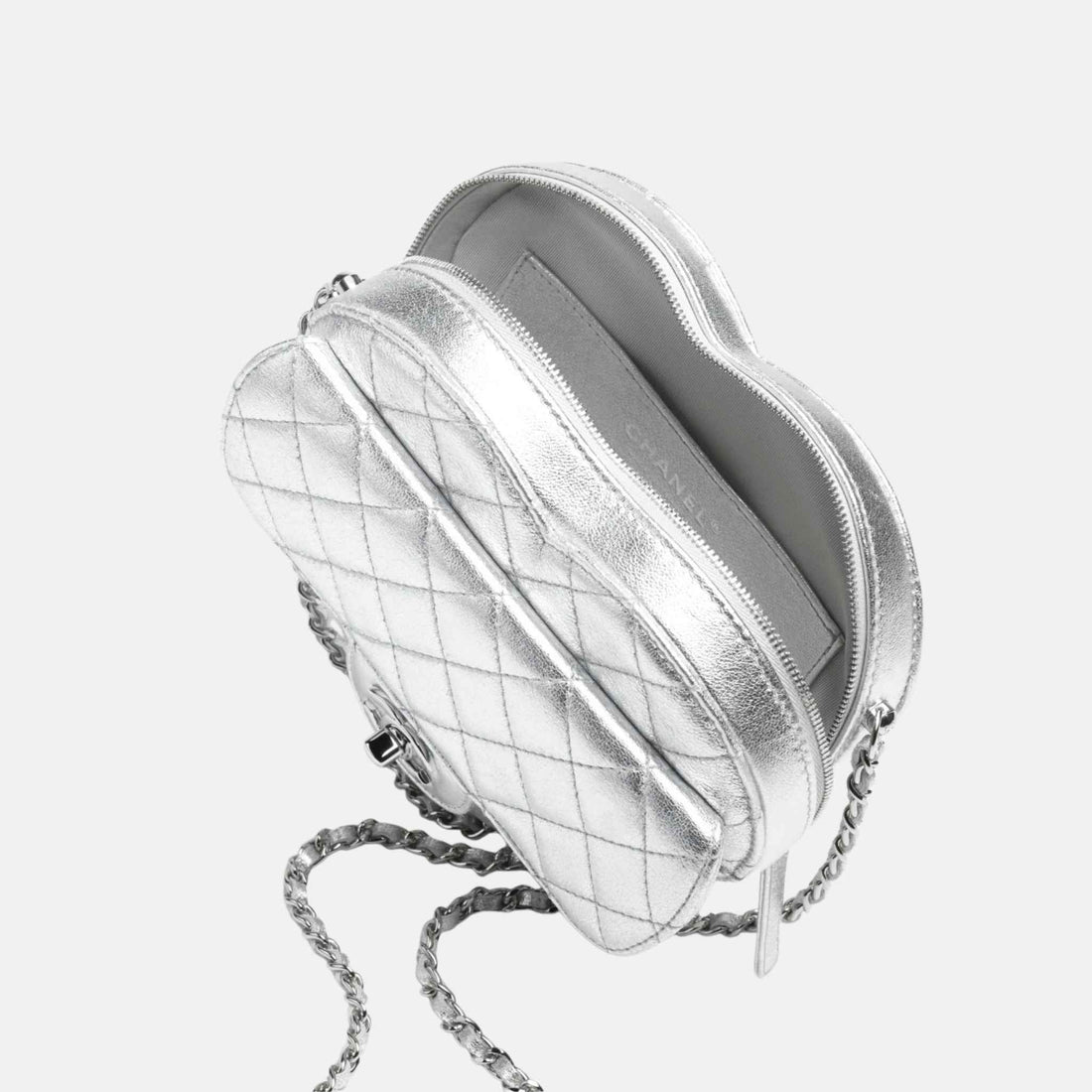 Heart Bag in Metallic Lambskin and Silver Metal