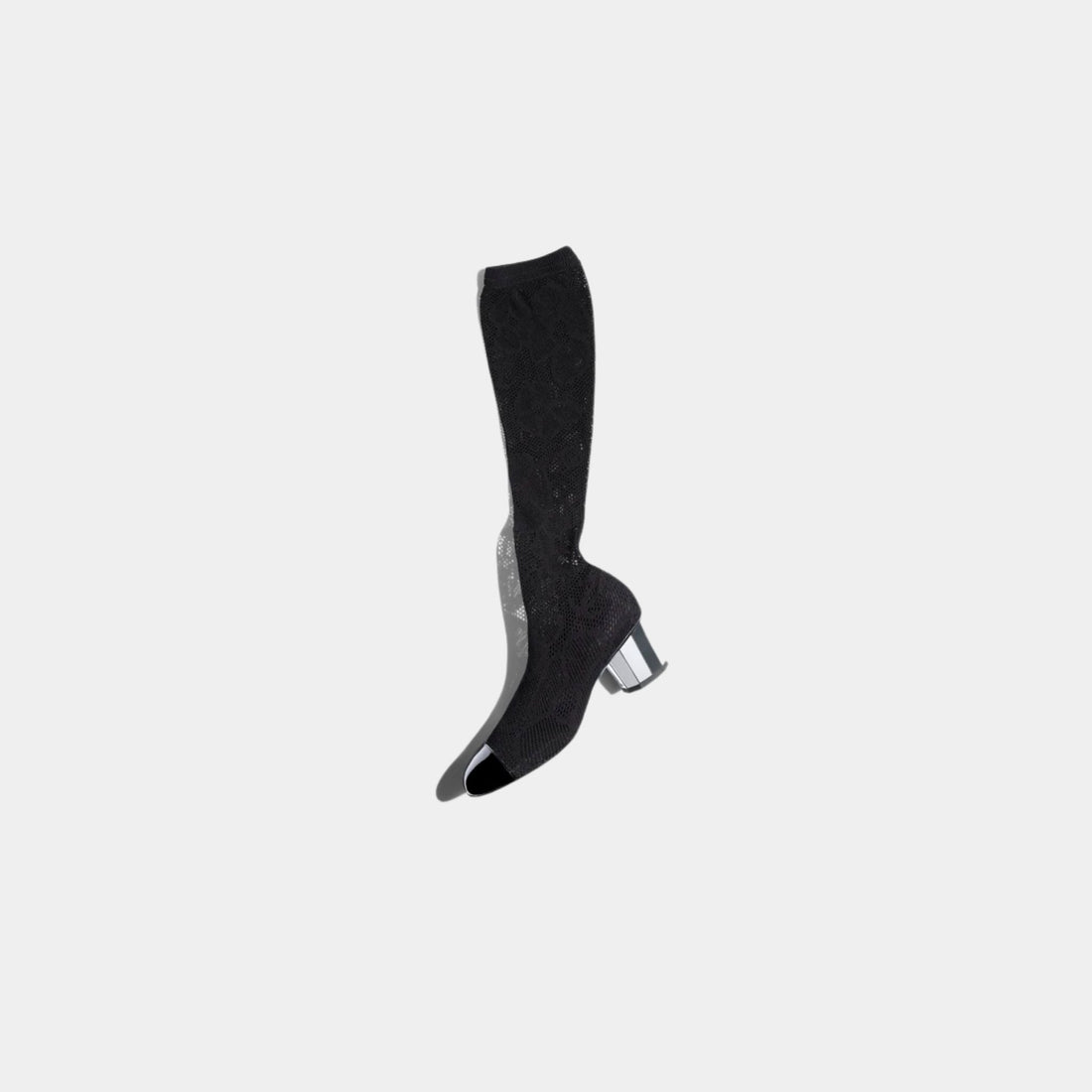 High Boots Knit And Patent Calfskin