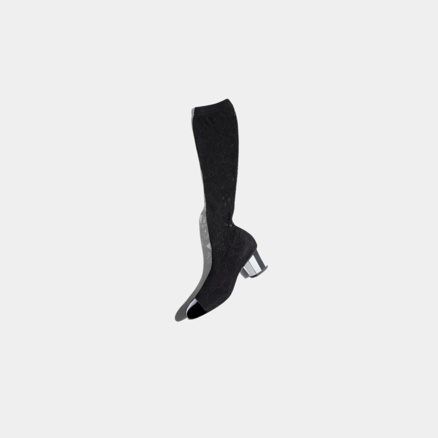 High Boots Knit And Patent Calfskin