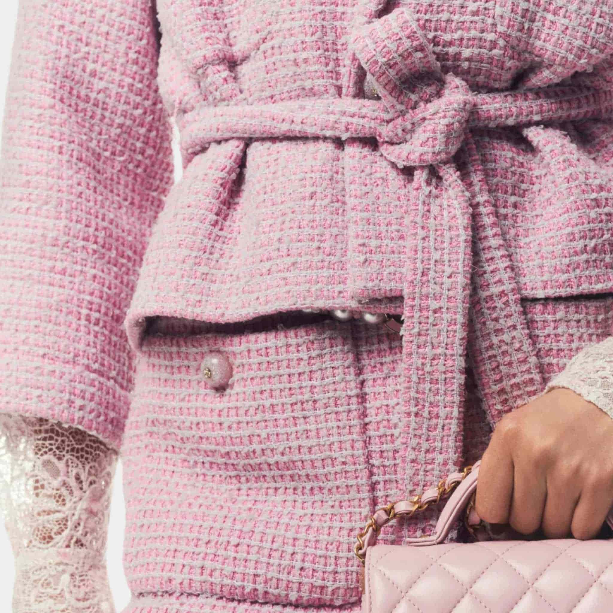 Jacket Cotton Tweed Light Pink Grey
