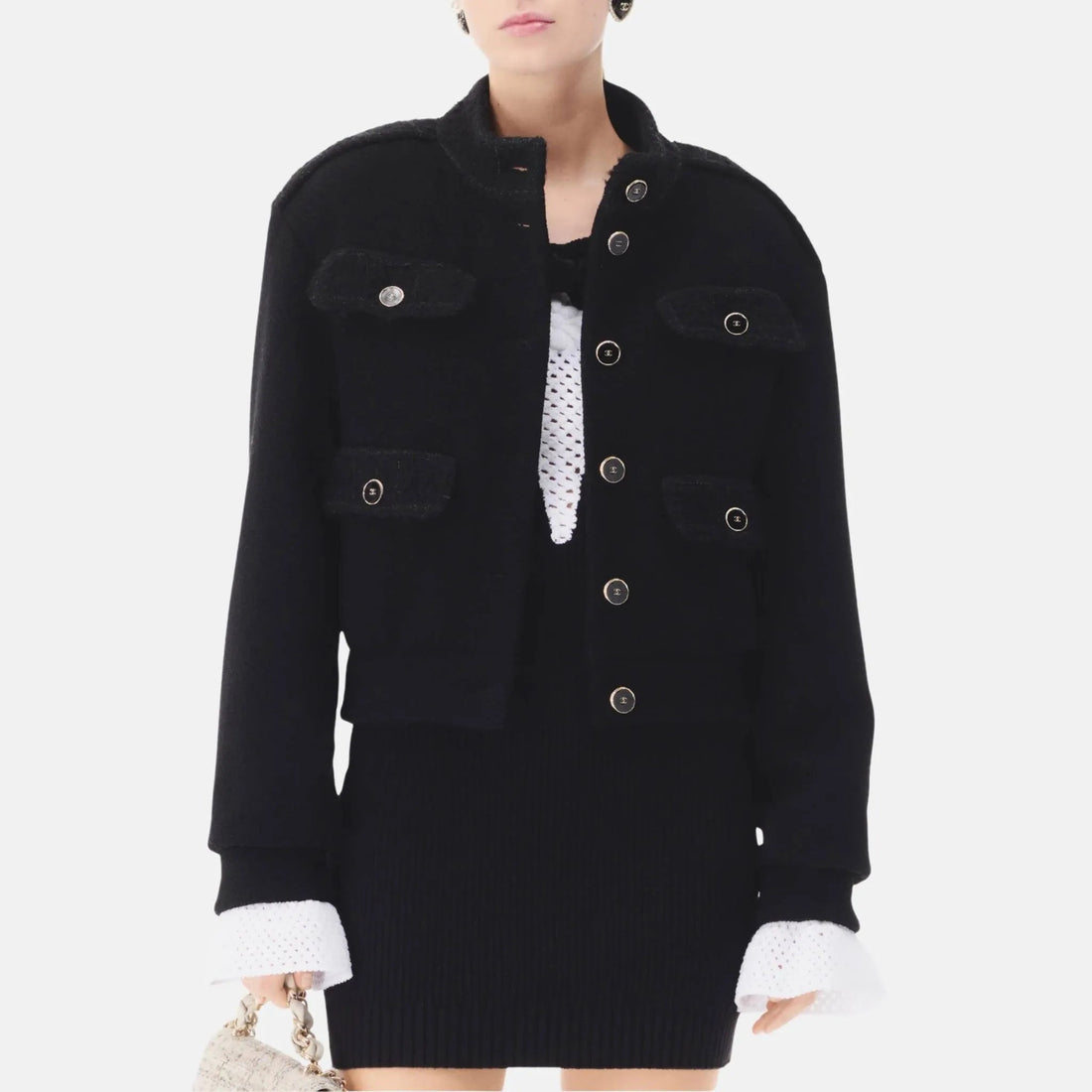 Jacket in Black Wool Tweed