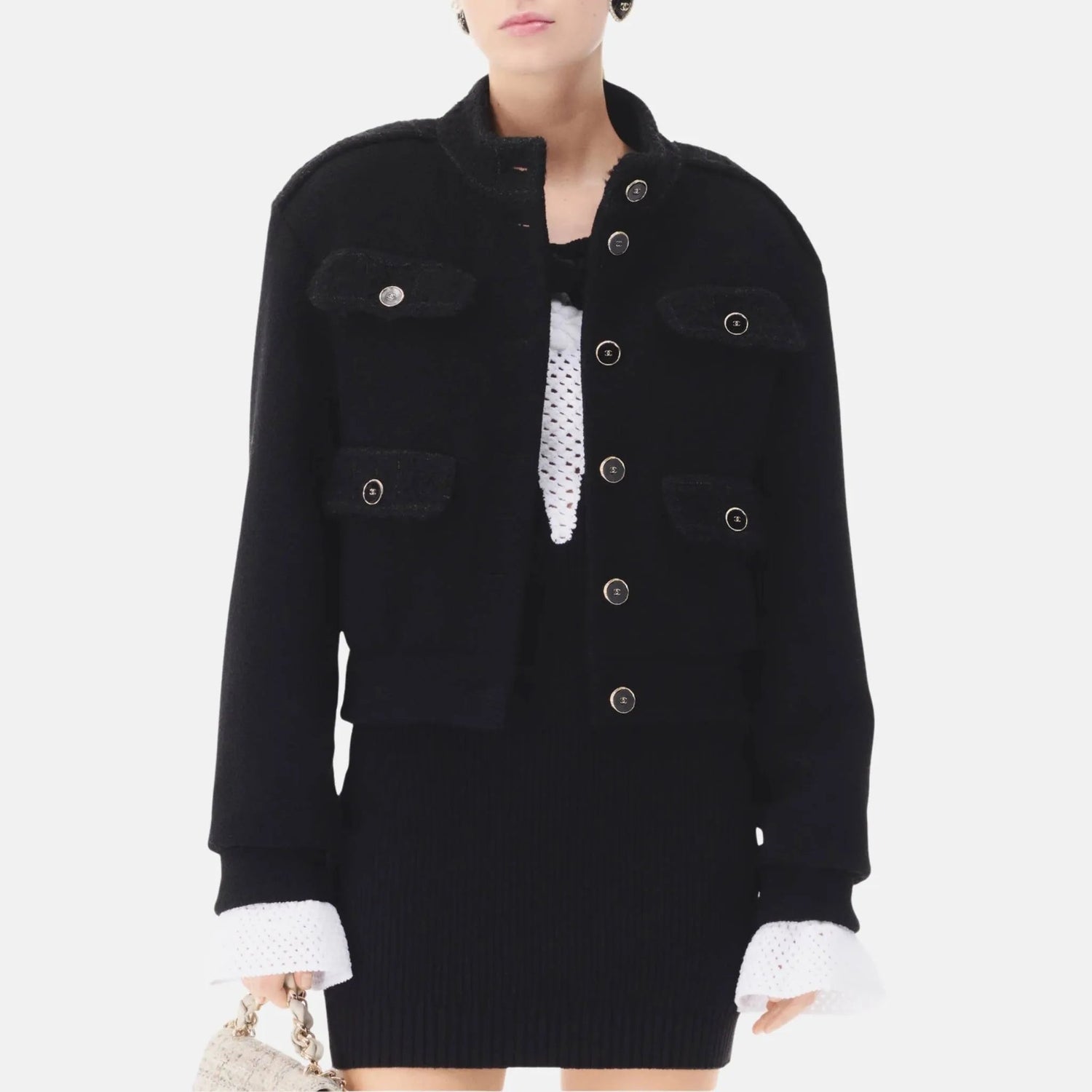 Jacket in Black Wool Tweed
