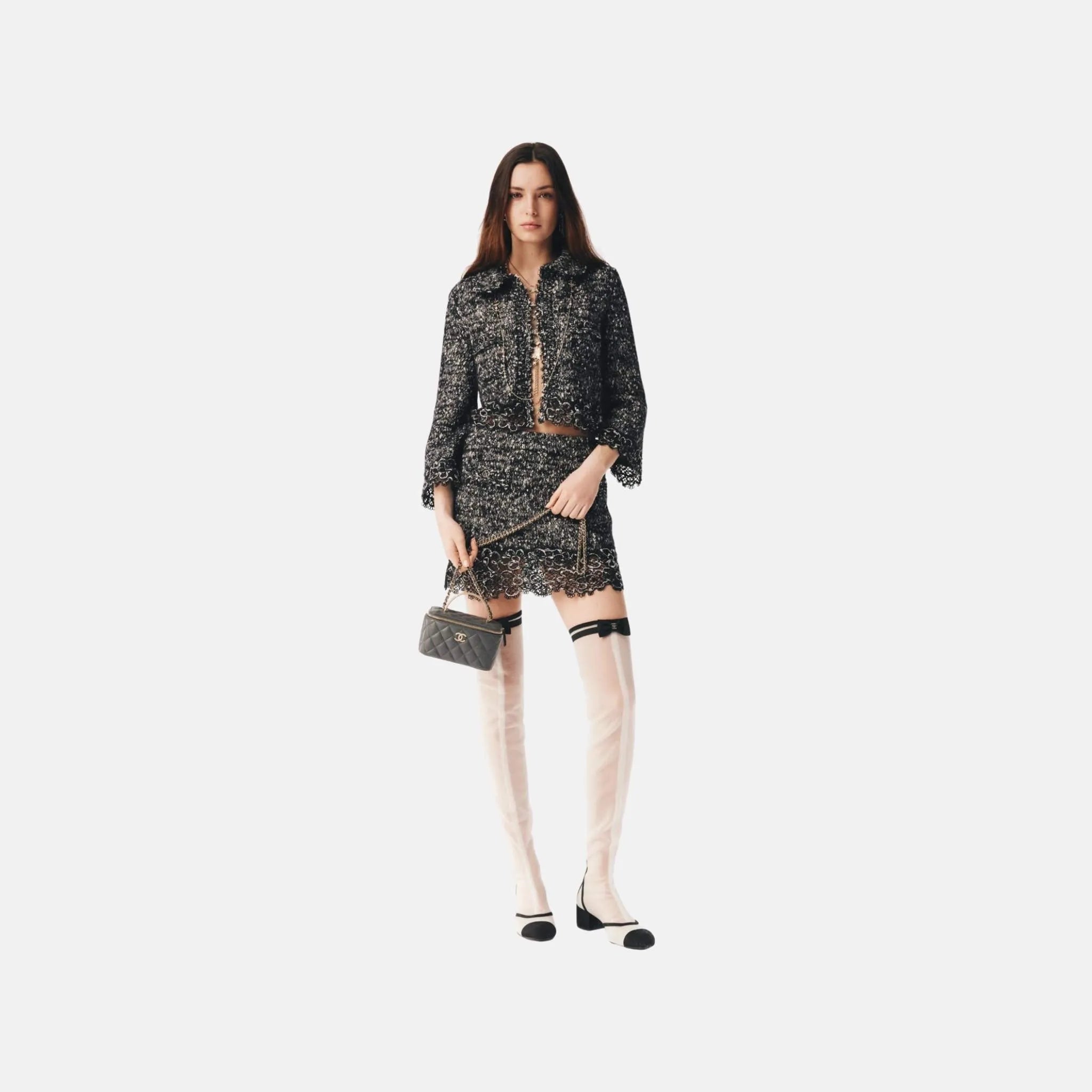 Jacket in Embroidered Cotton and Mohair