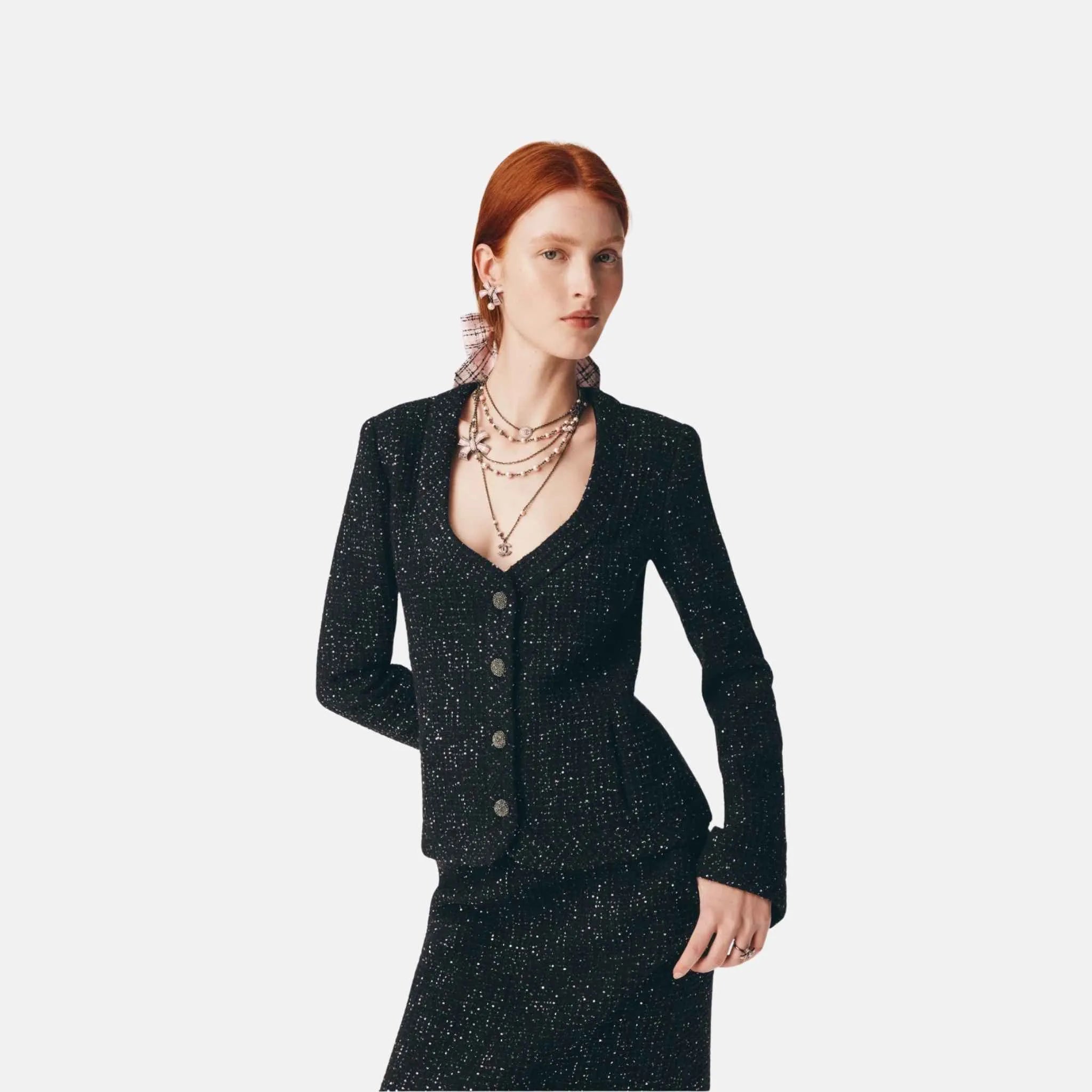 Jacket in Sequined Wool Tweed