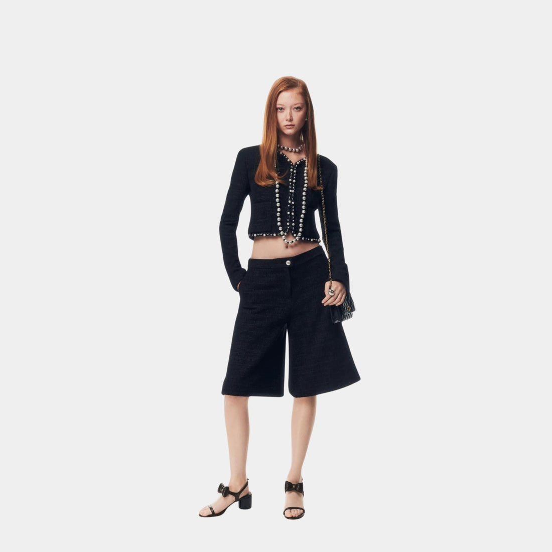 Jacket Tweed Imitation Pearls Black &amp; White