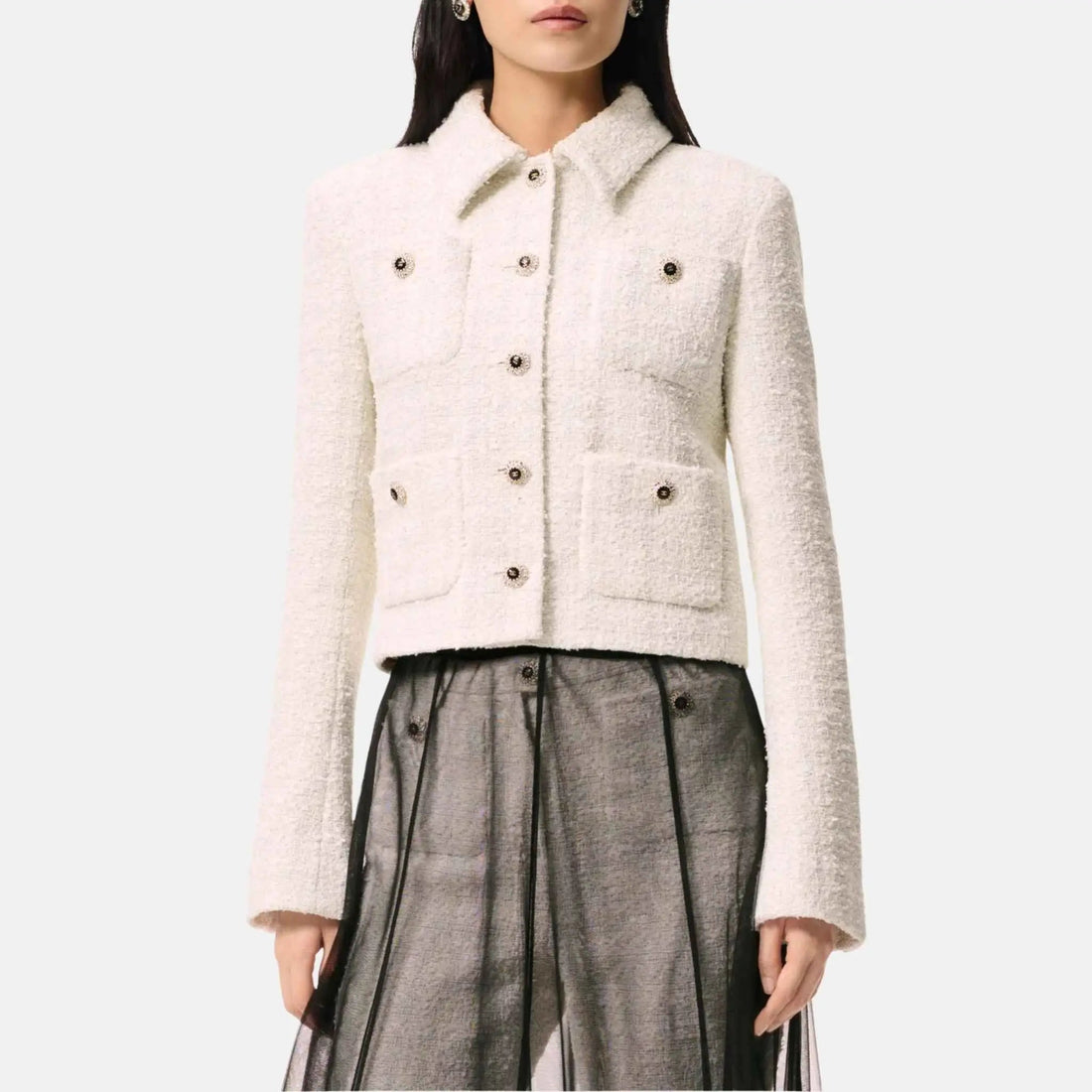 Jacket Tweed White And Black