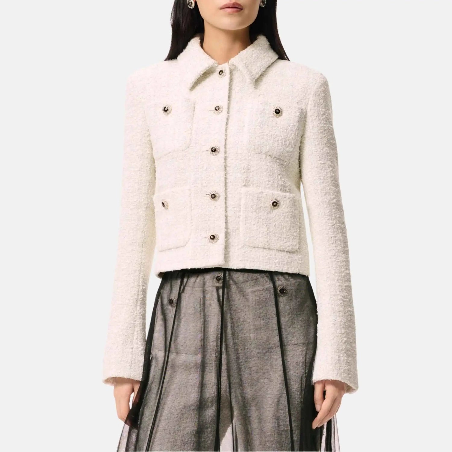 Jacket Tweed White And Black