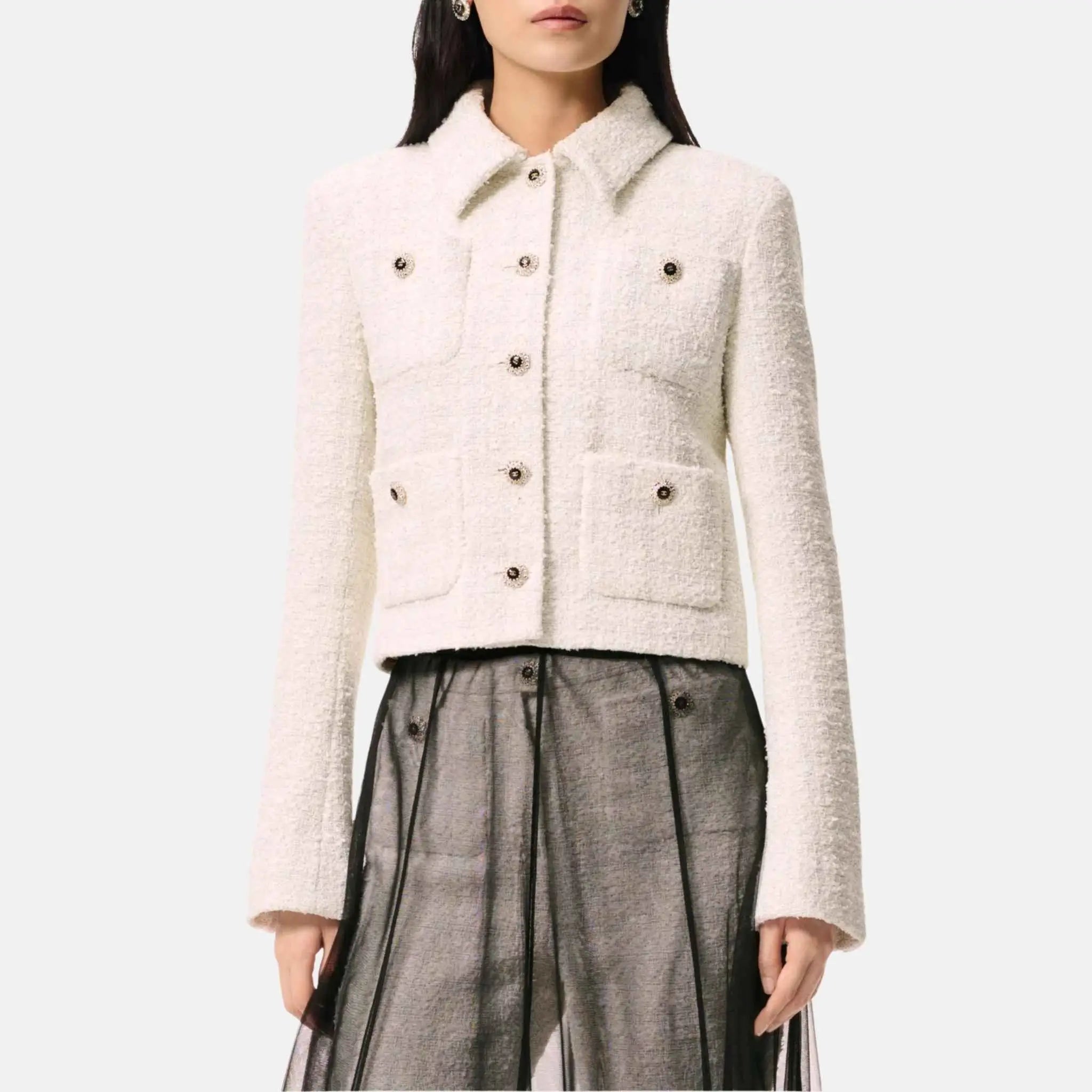 Jacket Tweed White And Black