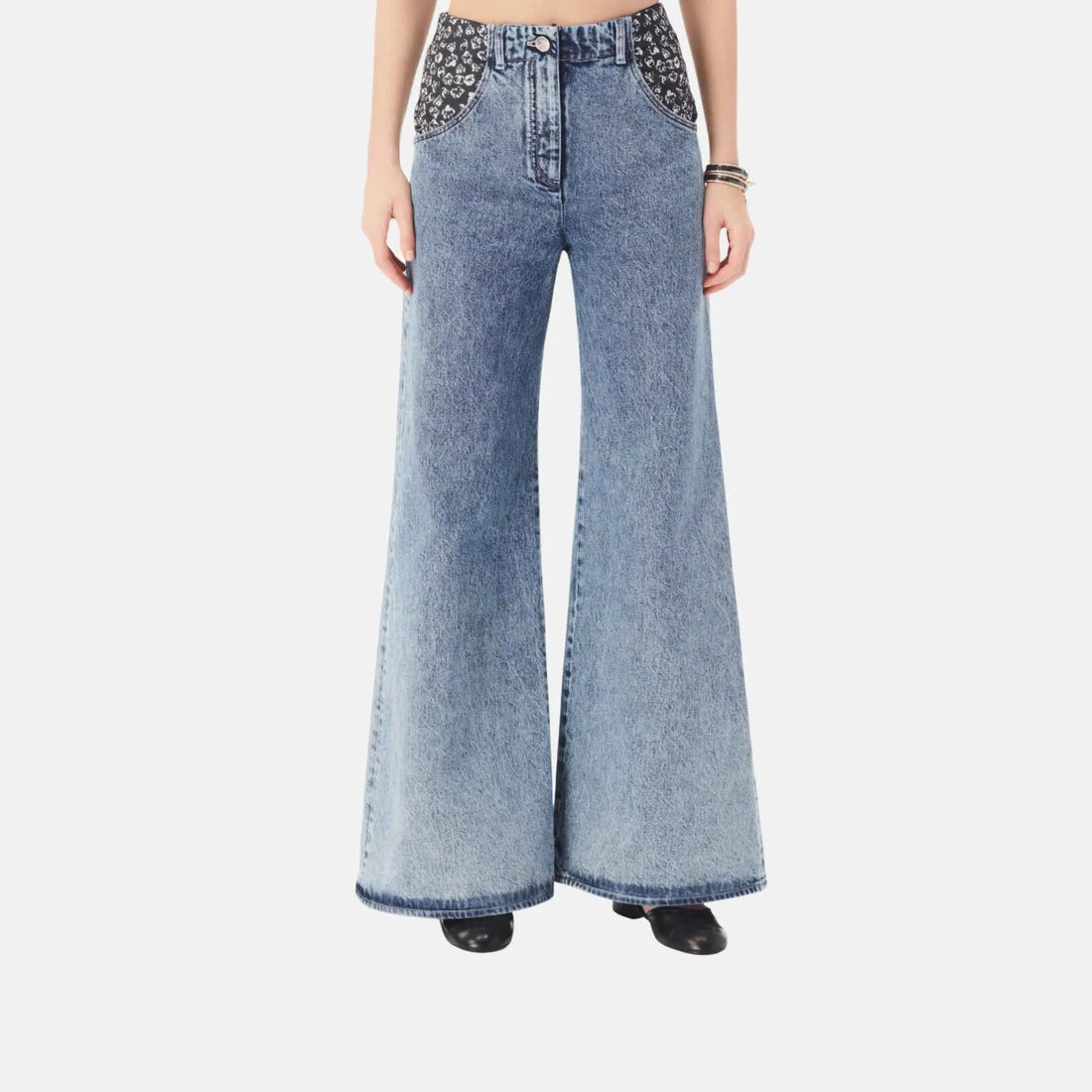 Jeans in Printed Washed Denim