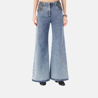 Jeans in Printed Washed Denim