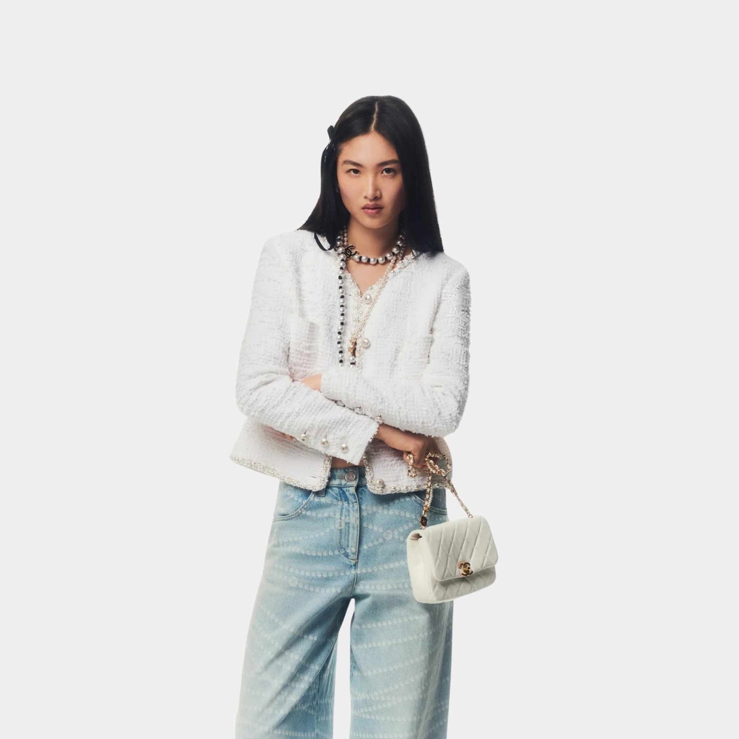 Jeans Printed Washed Denim Light Blue