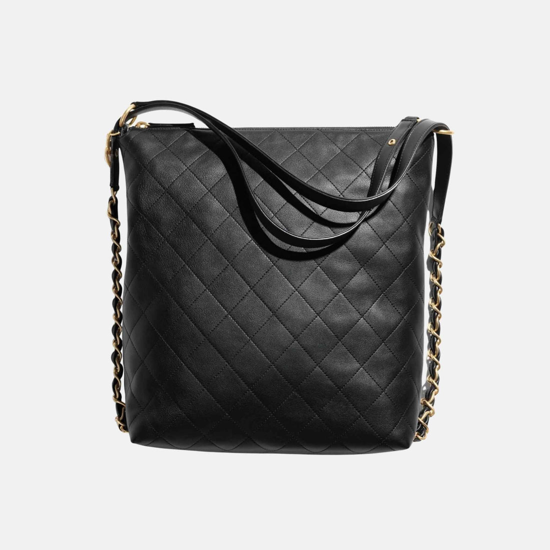 Large Black Backpack In Calfskin And Gold Tone Metal
