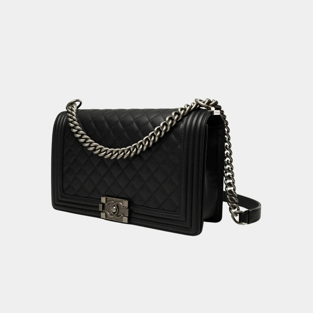 Large Boy Handbag in Calfskin and Ruthenium Metal