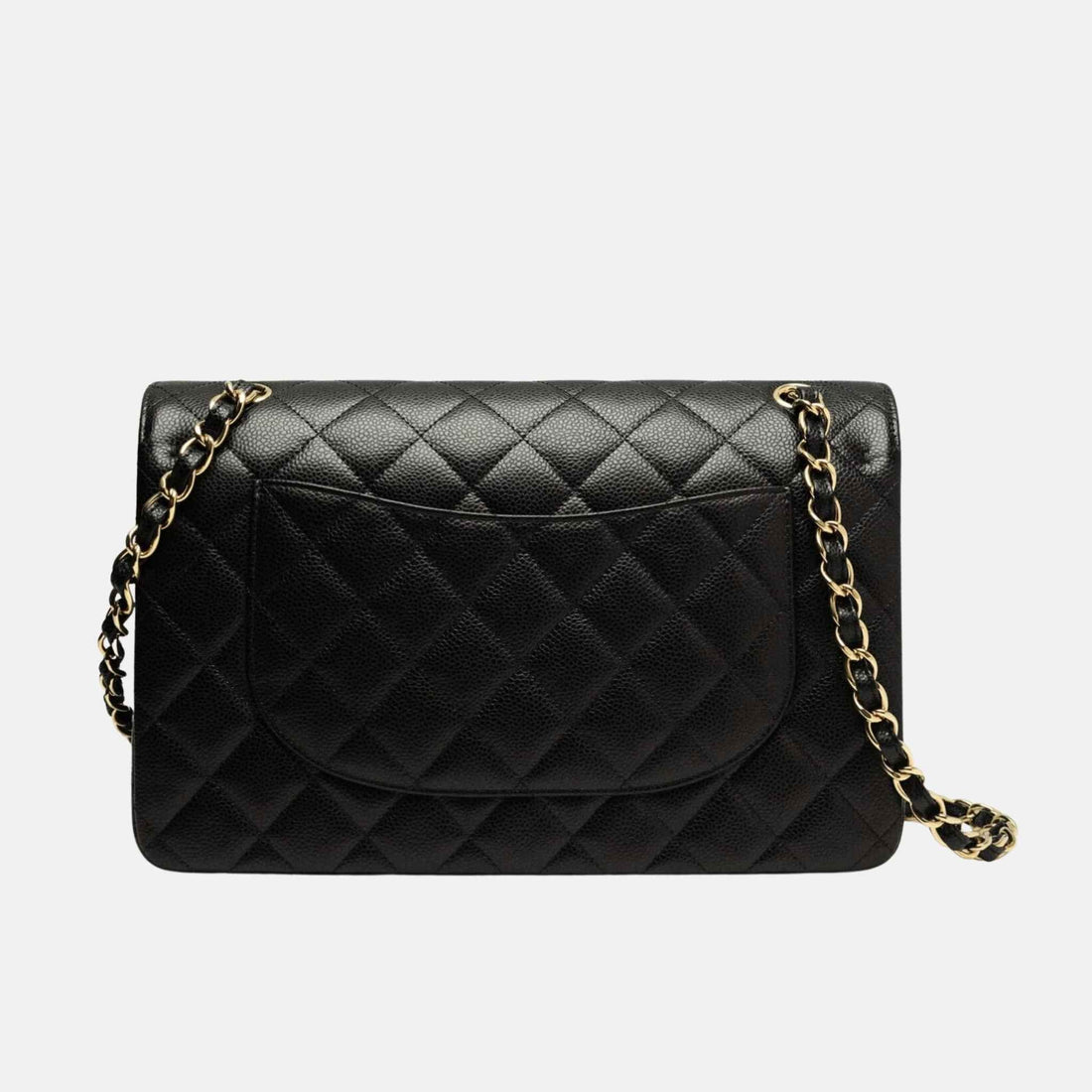 Large Classic Grained Calfskin Handbag In Gold Tone Metal