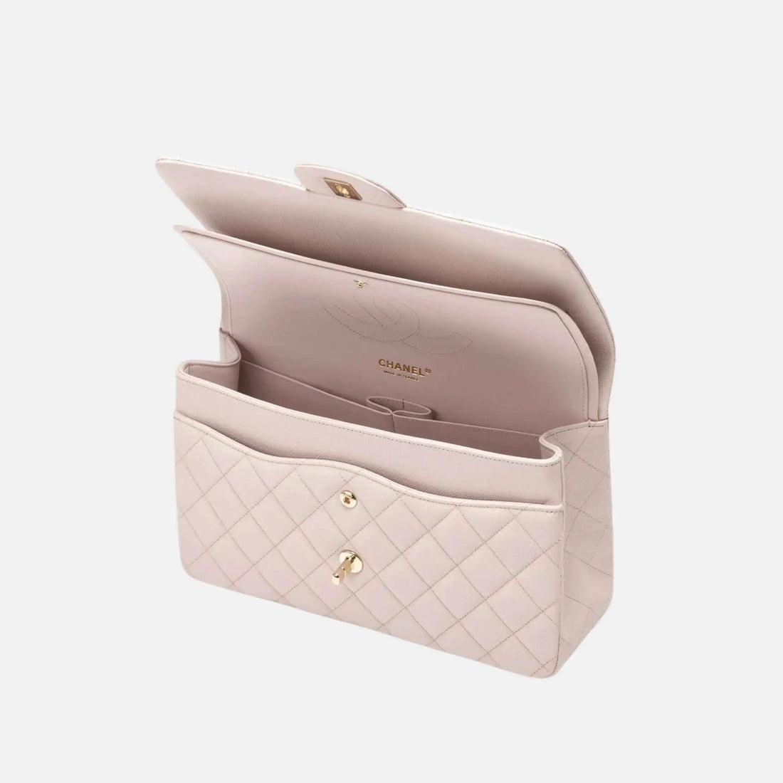 Large Classic Handbag Grained Calfskin Gold Tone