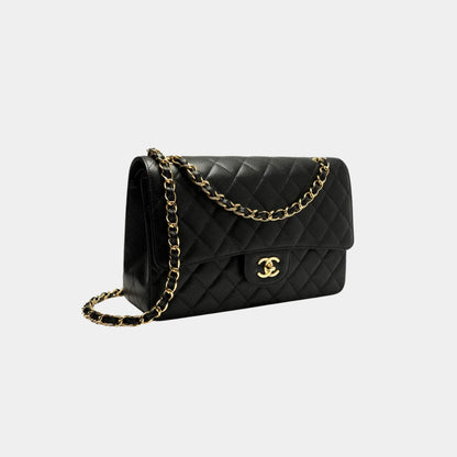 Large Classic Handbag Grained Calfskin Gold Tone