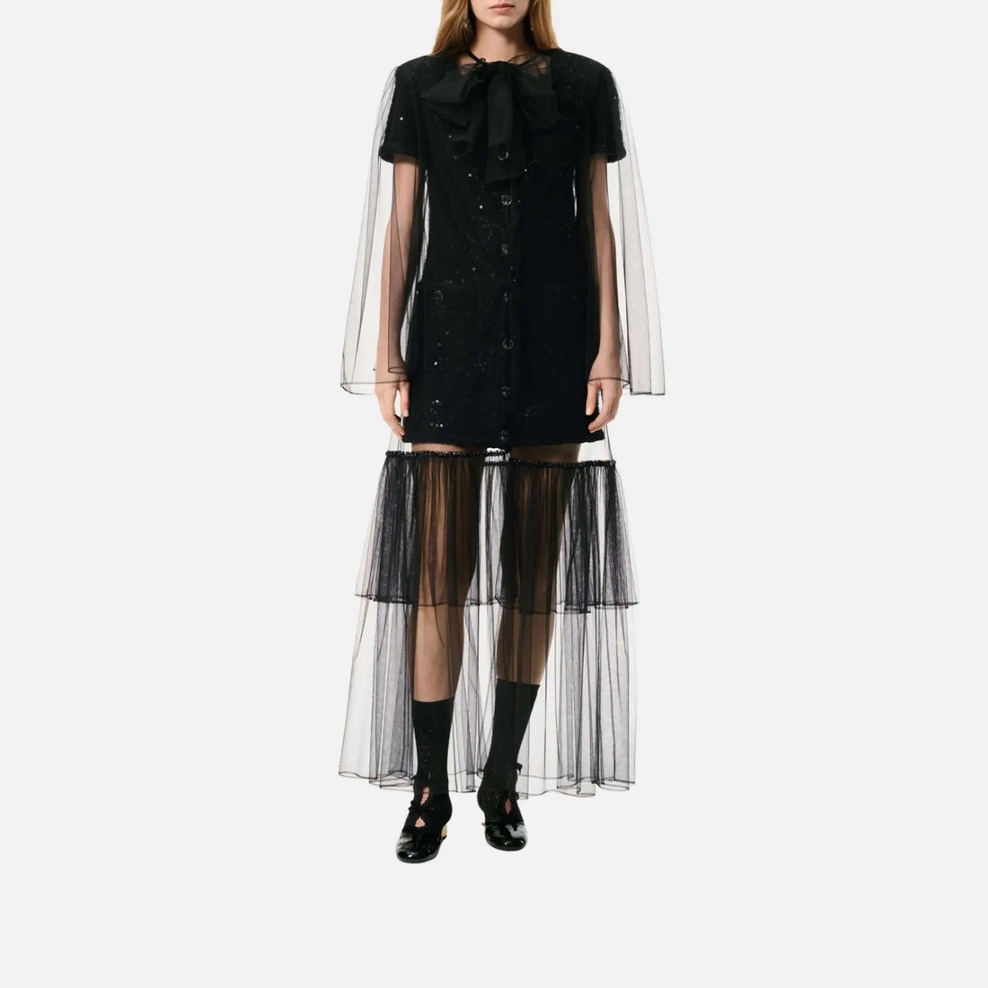 Long Dress Sequin Embroidered Tulle