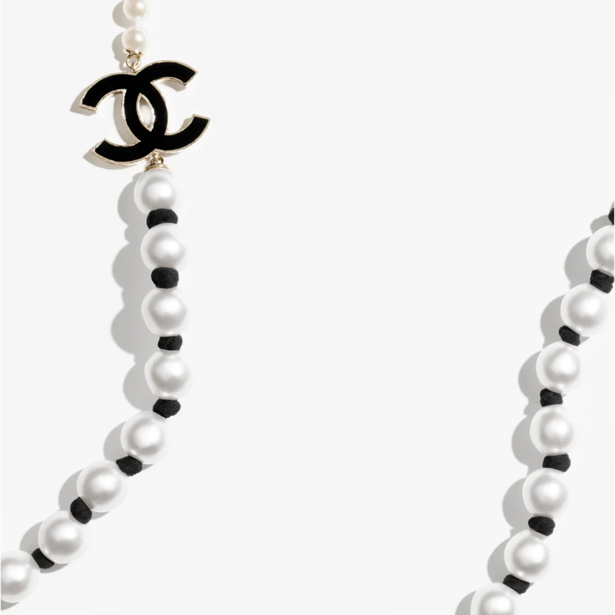 Long Necklace Metal Glass Imitation Pearls Silk Resin