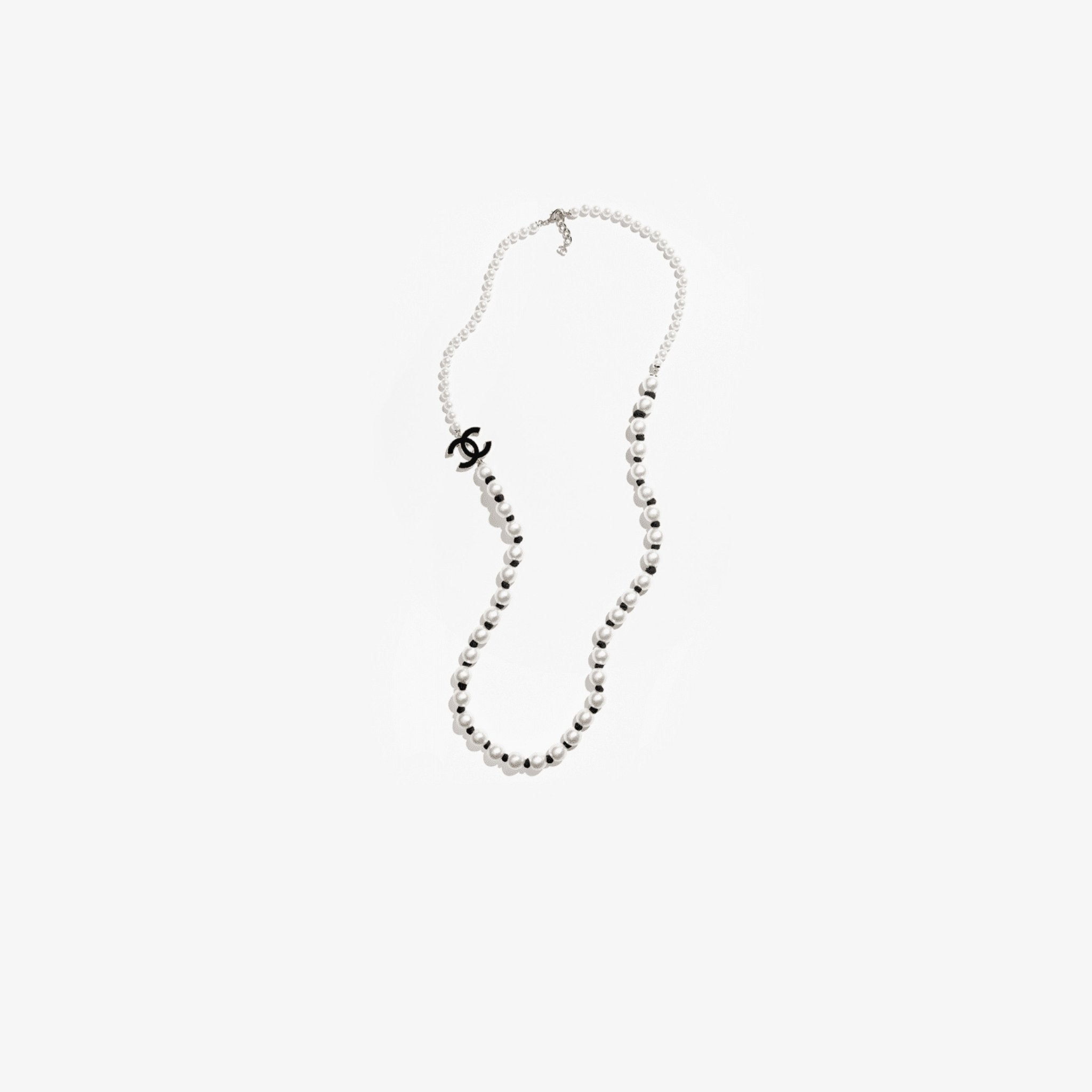 Long Necklace Metal Glass Imitation Pearls Silk Resin