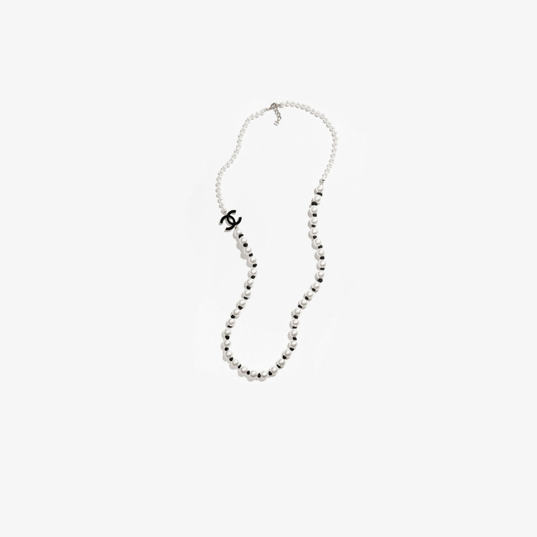 Long Necklace Metal Glass Imitation Pearls Silk Resin