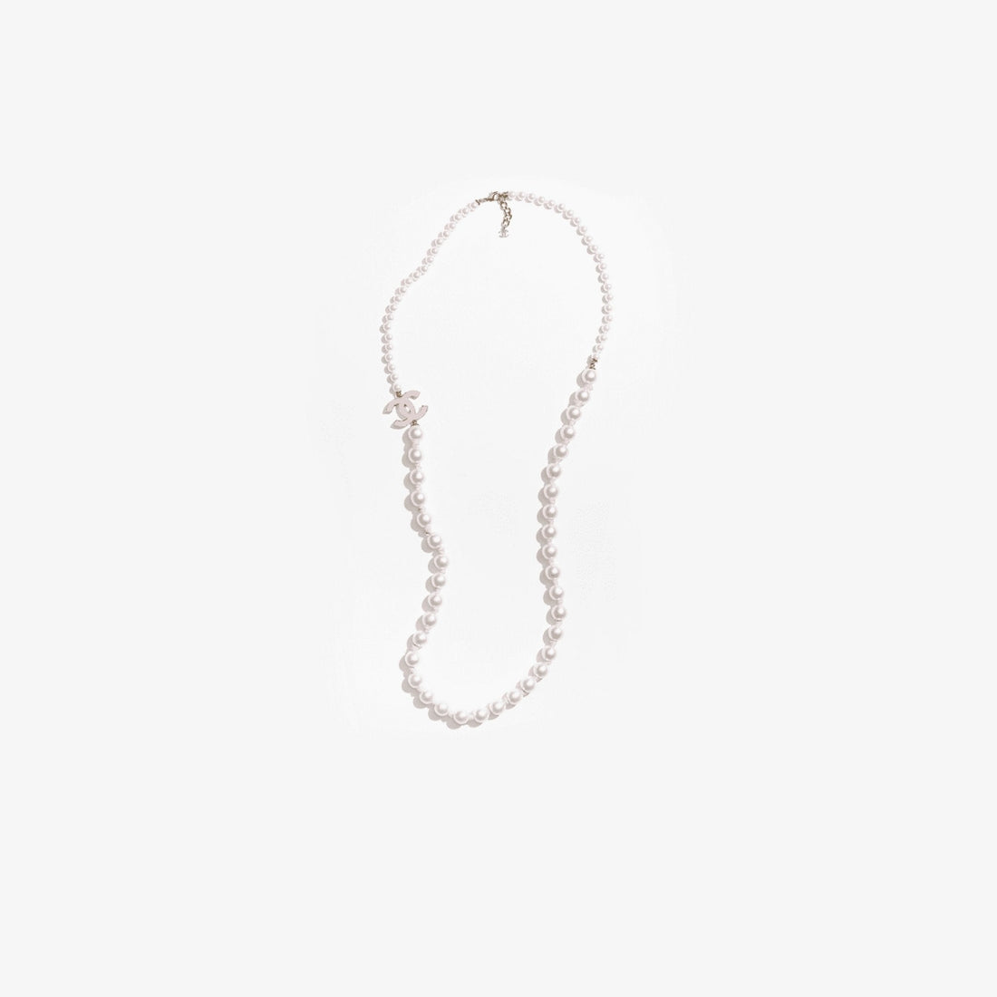 Long Necklace Metal Glass Imitation Pearls Silk Resin