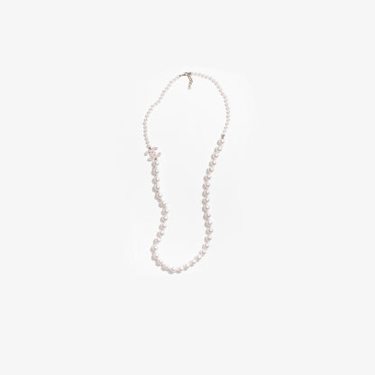 Long Necklace Metal Glass Imitation Pearls Silk Resin