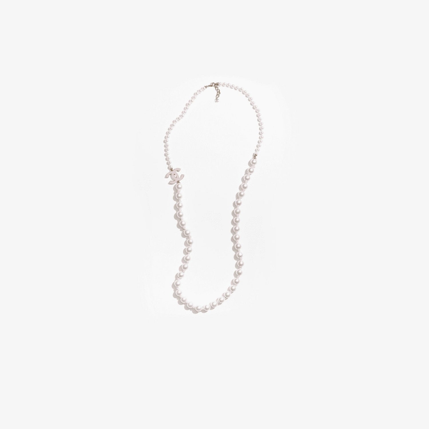 Long Necklace Metal Glass Imitation Pearls Silk Resin