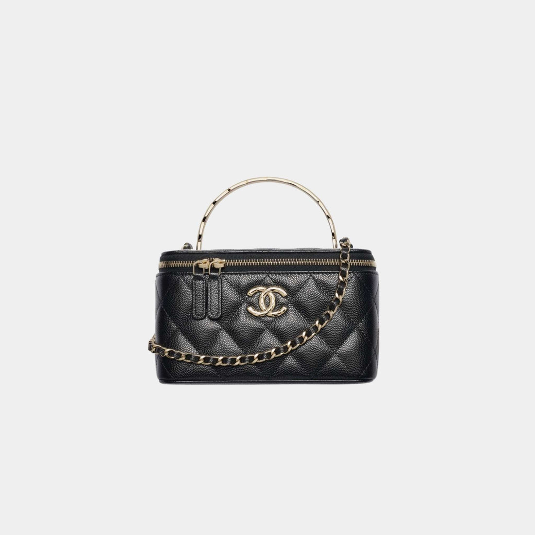 Long Vanity with Chain in Grained Shiny Calfskin