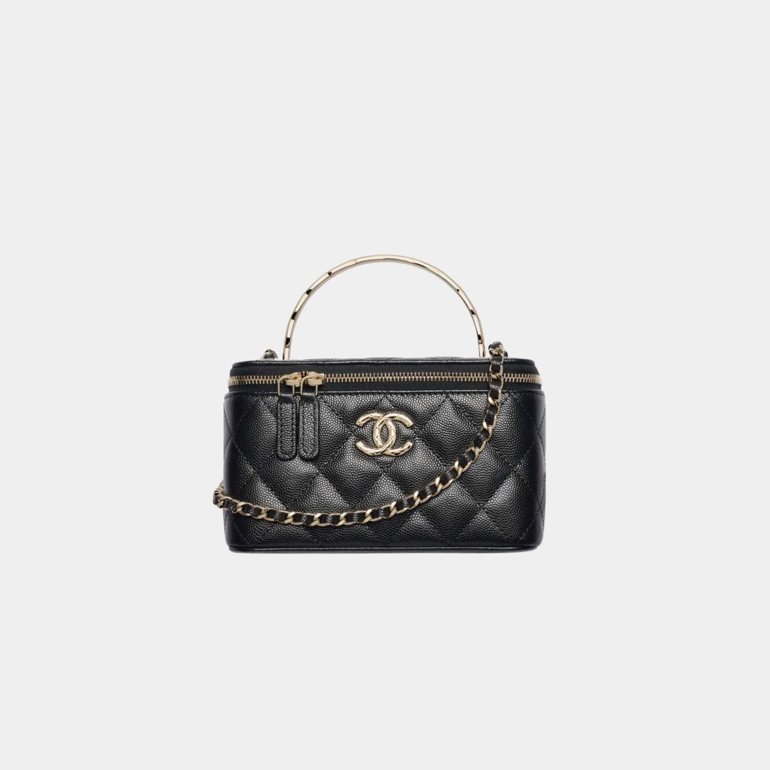 Long Vanity with Chain in Grained Shiny Calfskin