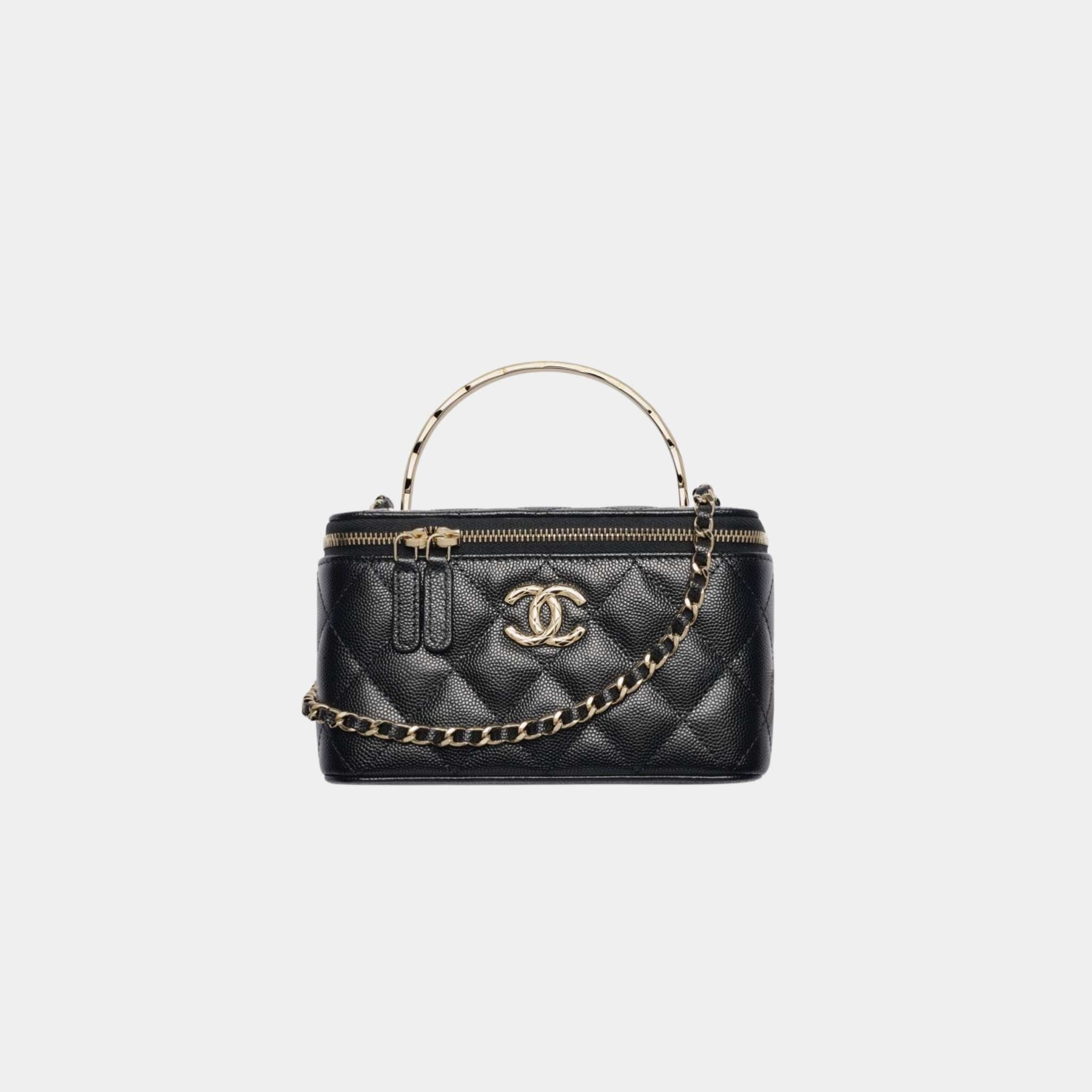 Long Vanity with Chain in Grained Shiny Calfskin