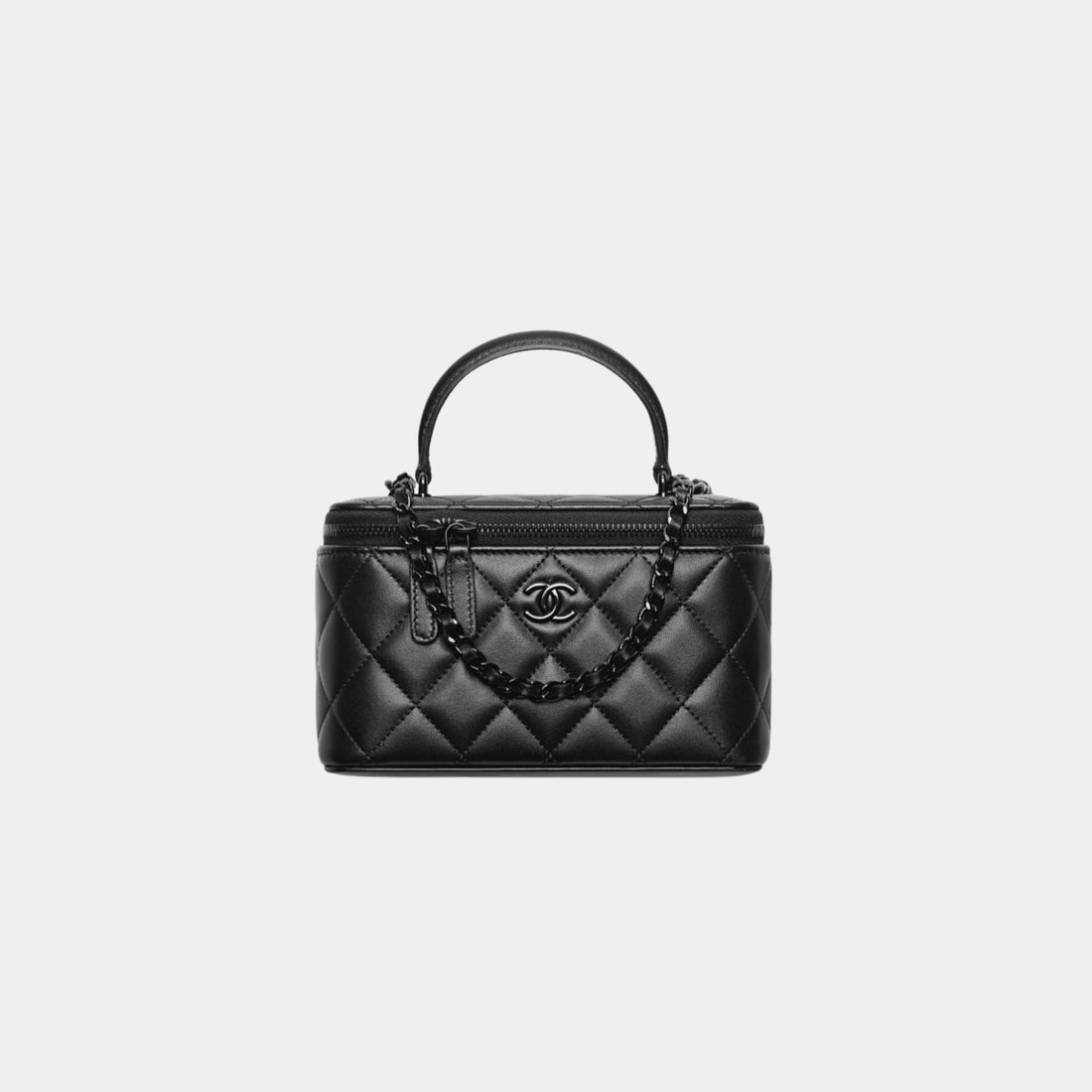 Long Vanity with Chain in Lambskin with Black Tone Metal
