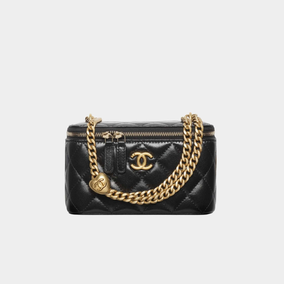 Long Vanity with Chain in Shiny Lambskin and Gold Tone Metal