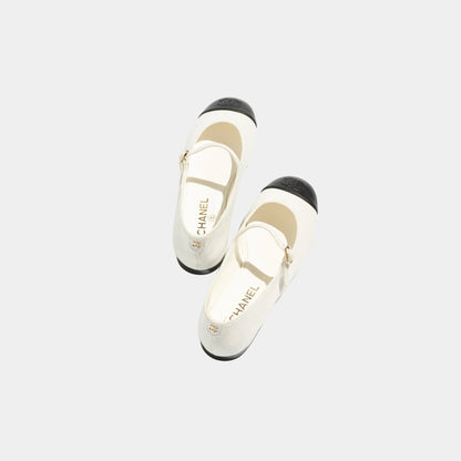 Mary Janes Cotton And Lambskin In White and Black