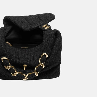 Maxi Hobo Bag Tweed Gold Metal